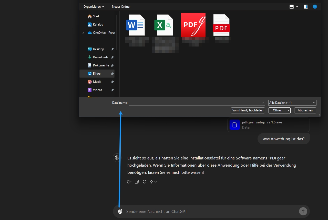 Dateien in Chatgpt hochladen