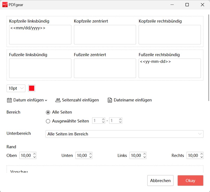 Datumsstempel importieren
