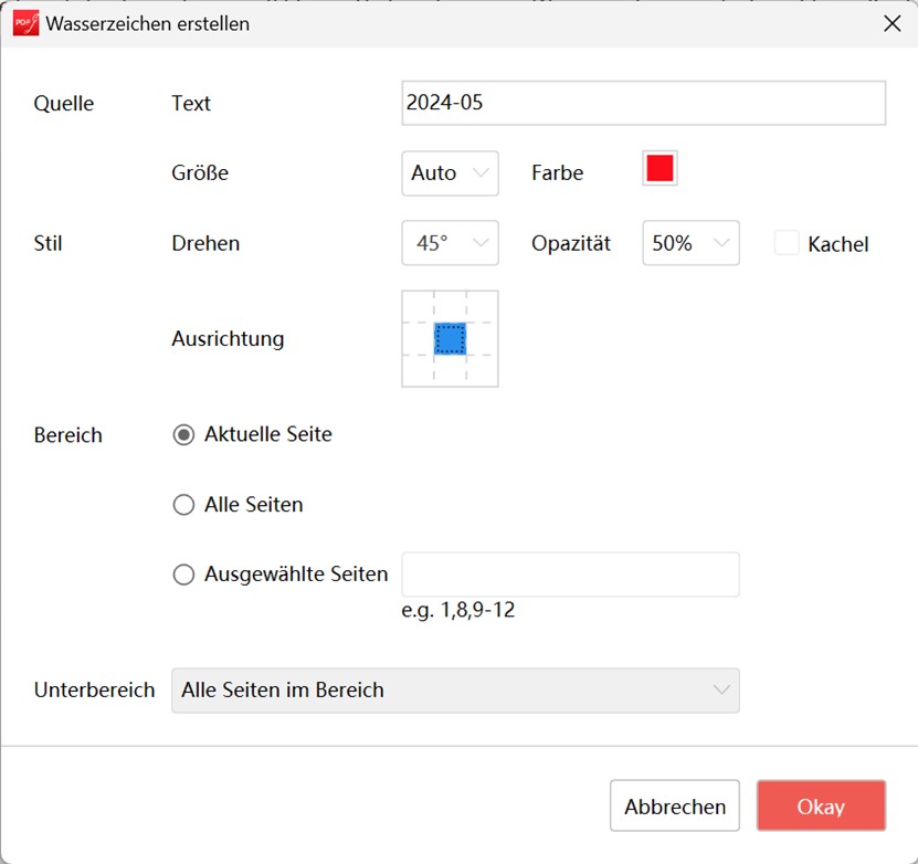 Datumsstempel-Wasserzeichen bearbeiten