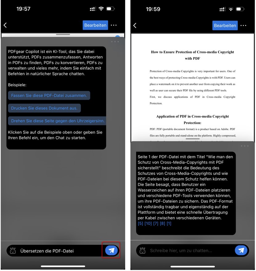 Die Anweisung eingeben und Übersetzung durchführen