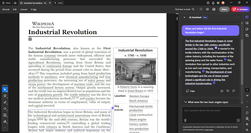 Die erste industrielle Revolution - Adobe