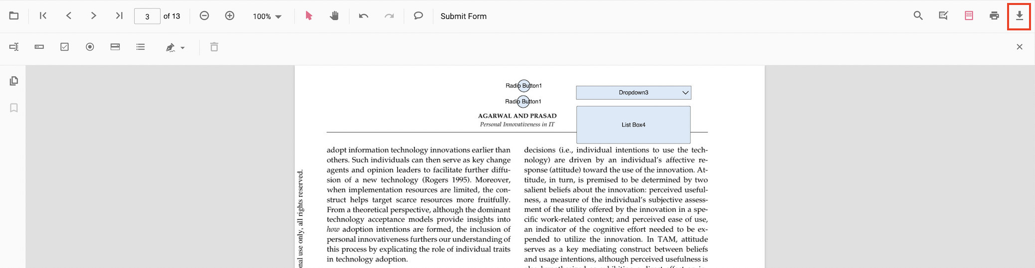 Erstellte interaktive PDF-Datei herunterladen