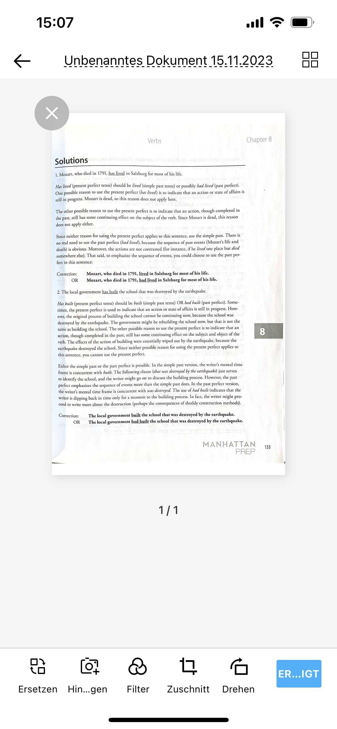 Gescannten Text bearbeiten