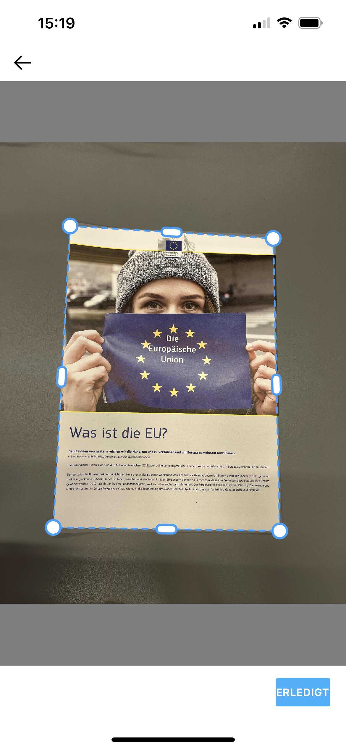 Gescanntes Dokument anpassen