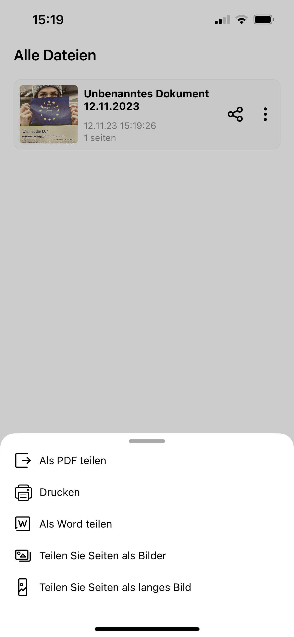 Gescanntes Dokument speichern und teilen