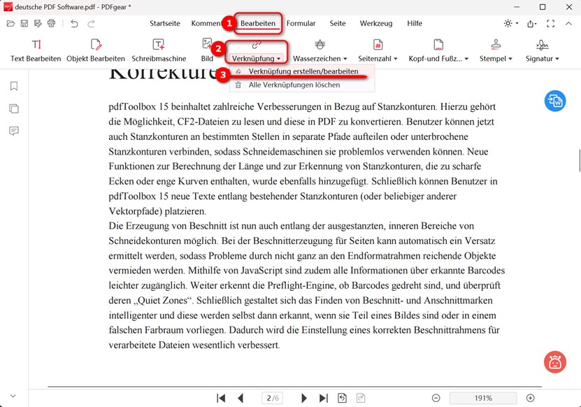 Hyperlink in PDF einfügen