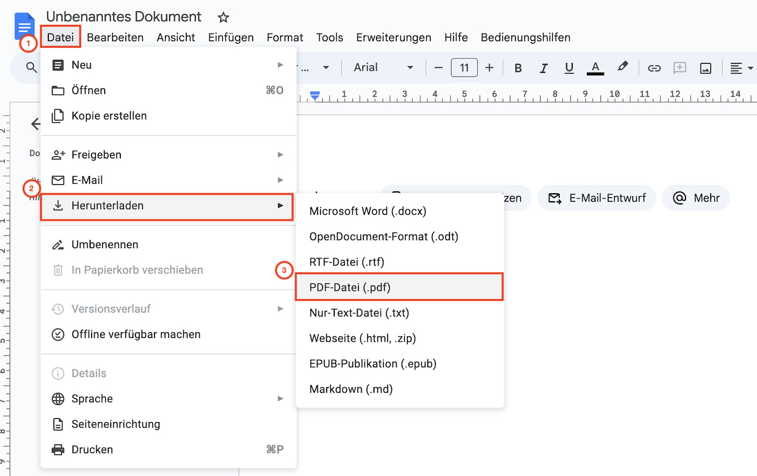 Leeres PDF in Google Docs erstellen