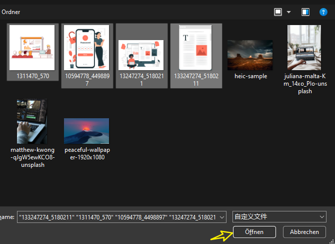mehrere bilder hochladen