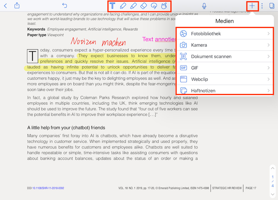 Notizen in Notability erstellen