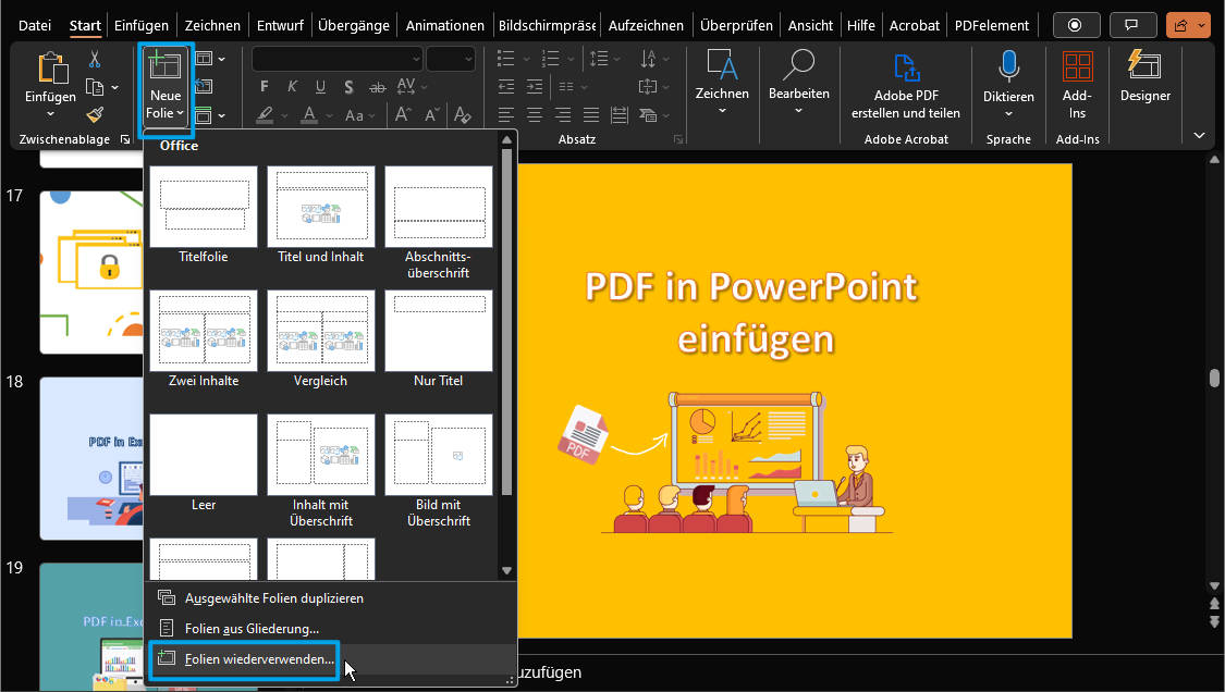 PDF als Folie in PowerPoint einfügen