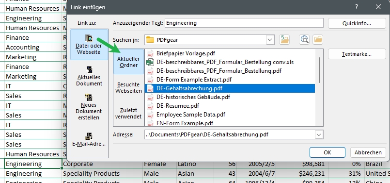 PDF aus Ihrem Gerät in Excel einfügen