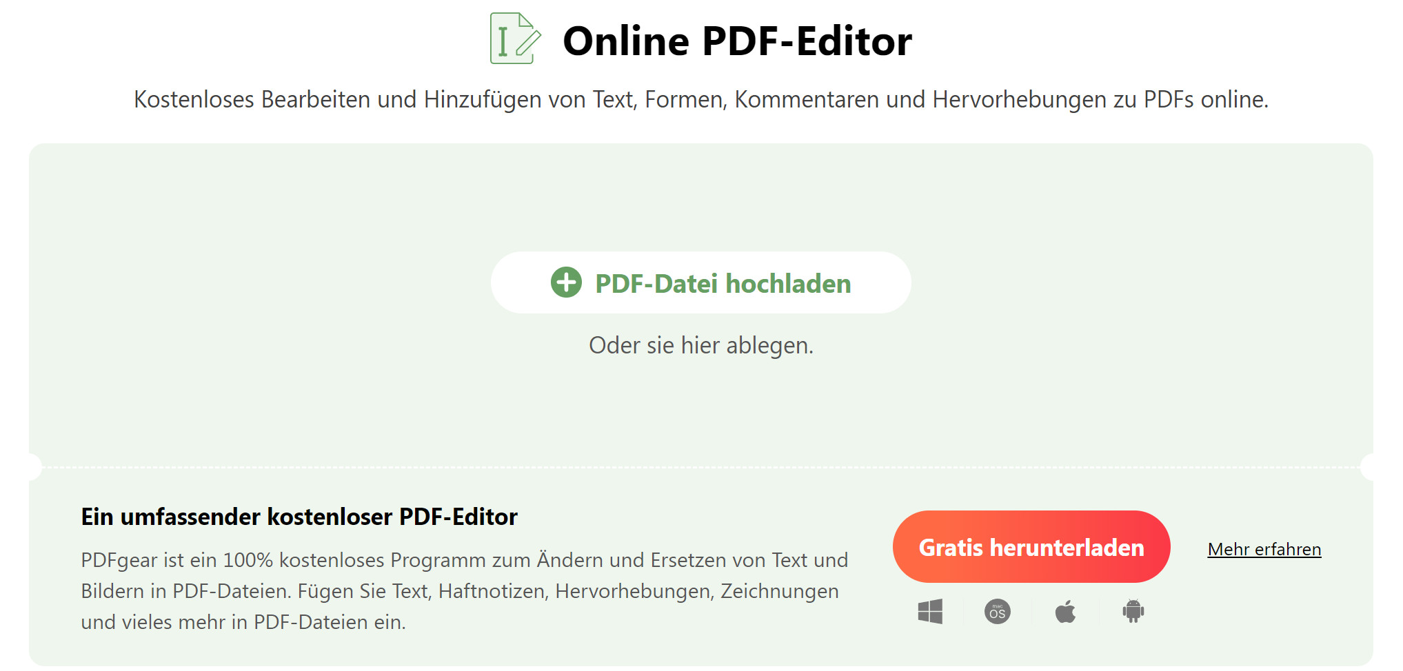 PDF-Dateien in den Online-PDF-Editor hochladen