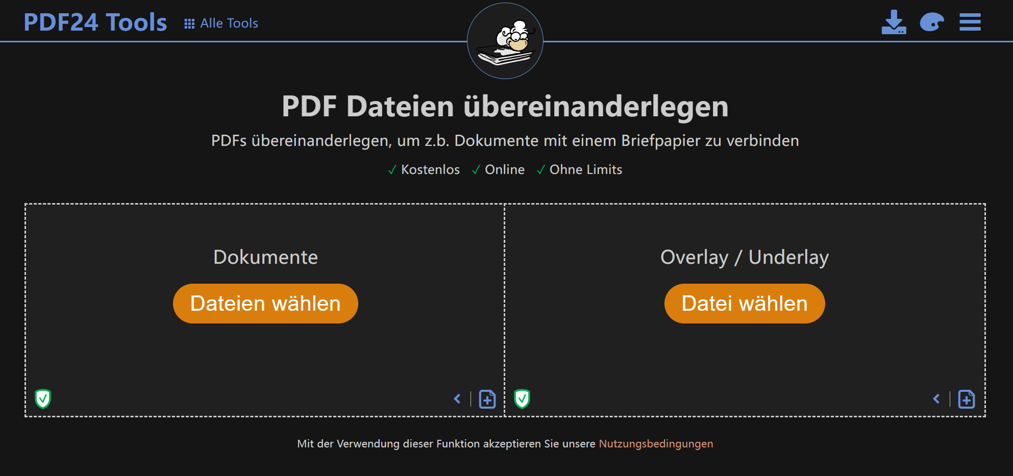 PDF-Dateien mit PDF24 auswählen