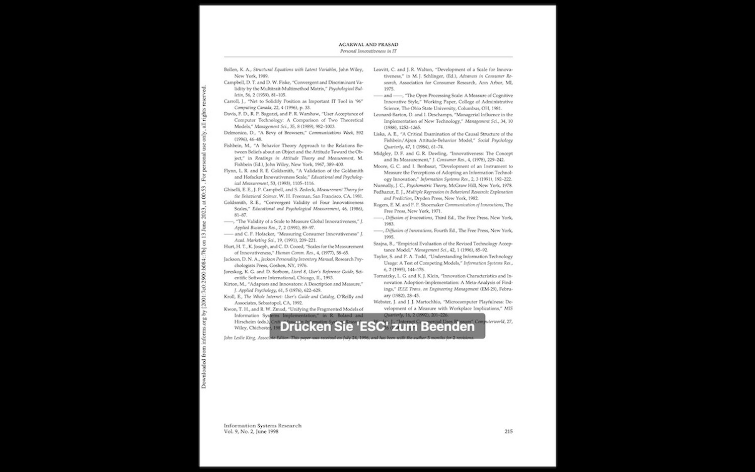 PDF präsentation beenden