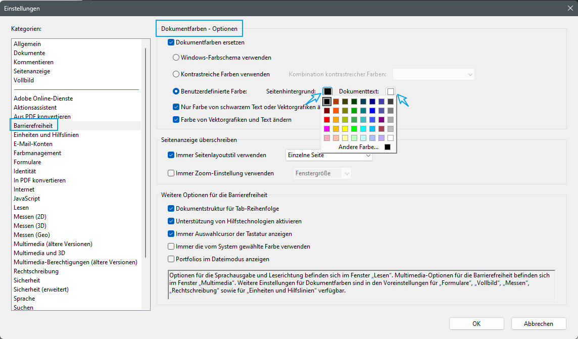 pdf hintergrundfarbe in weiß machen