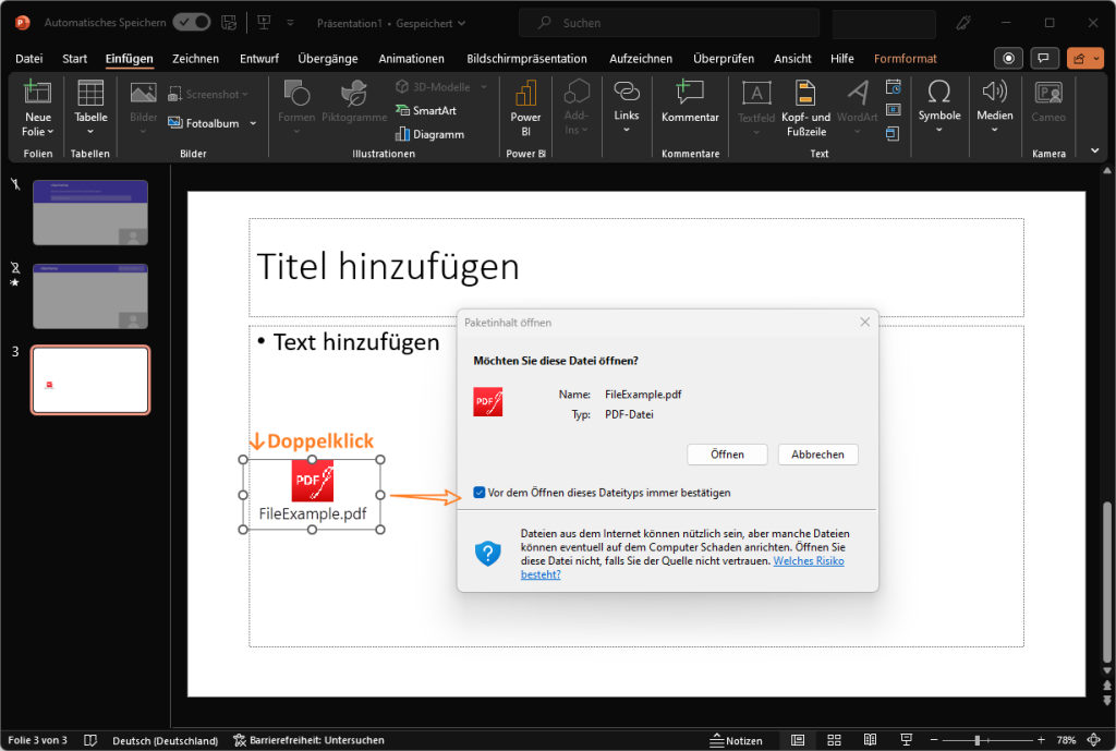 pdf in powerpoint oeffnen