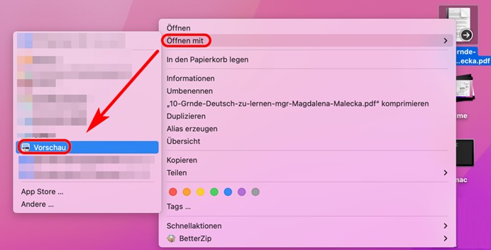PDF in Vorschau öffnen