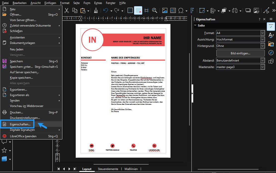 PDF-Metadaten mit LibreOffice anzeigen