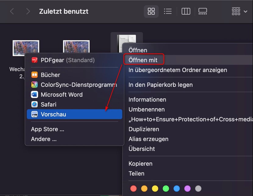 PDF mit Vorschau auf dem Mac öffnen