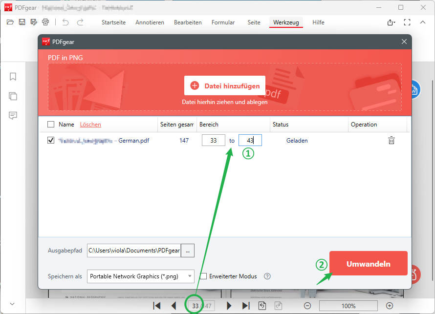PDF-Seitenbereich festlegen