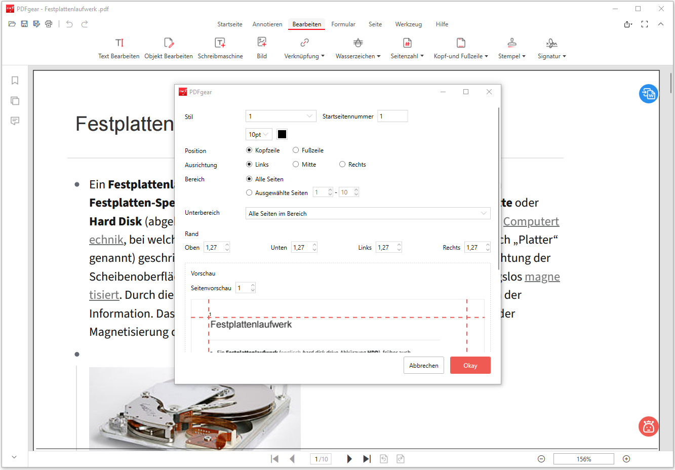 PDF-Seitenzahlen nach Belieben ändern