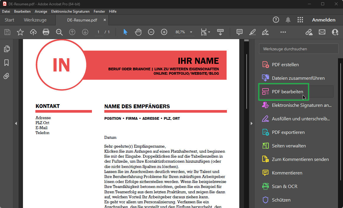 PDF-Text per Adobe entfernen