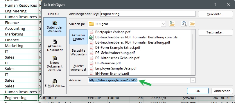 PDF vom Internet in Excel einfügen
