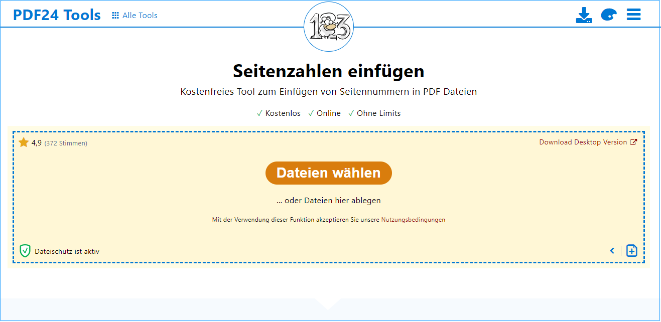 PDF24 - Online Tool zum PDF Nummerieren