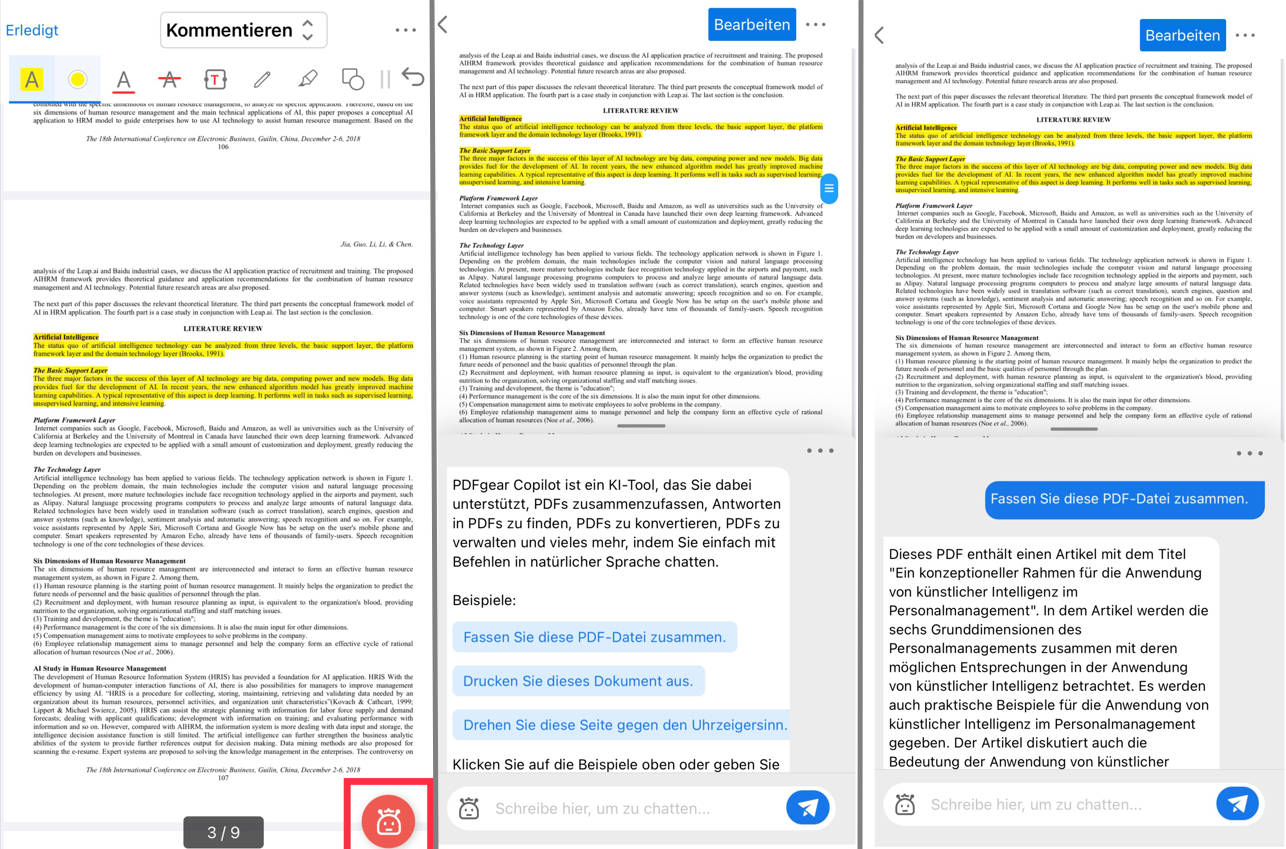 PDFgear: Kostenlose KI-App für das iPhone
