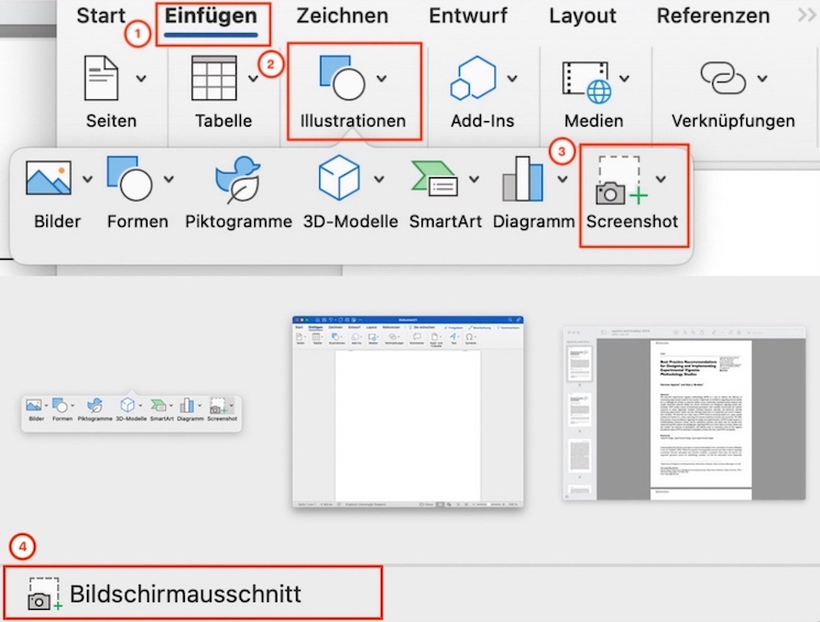 Screenshot in Word einfügen