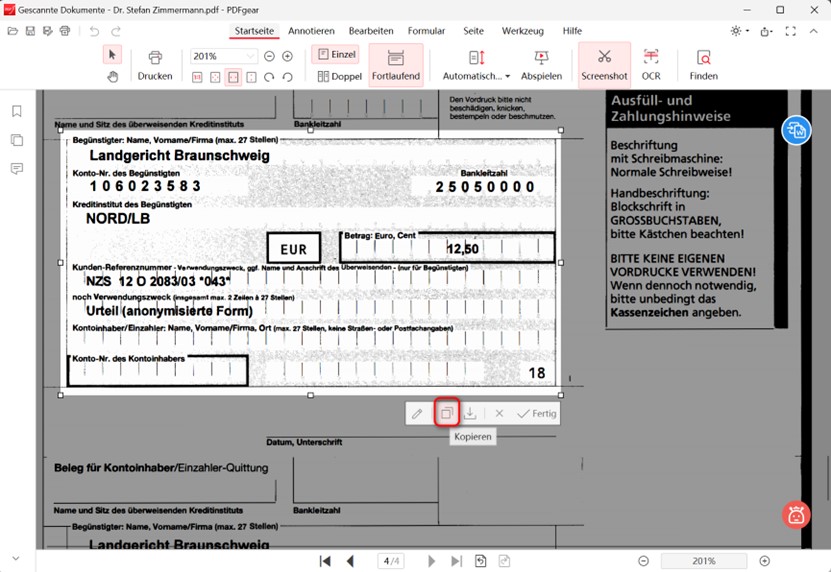 Screenshot von Bildern kopieren