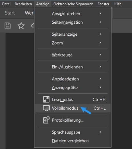 Tastenkombination zur PDF-Präsentation verwenden