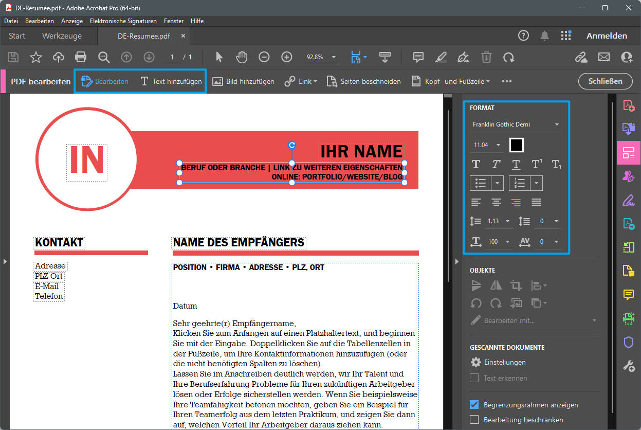 text-in-pdf-formatieren