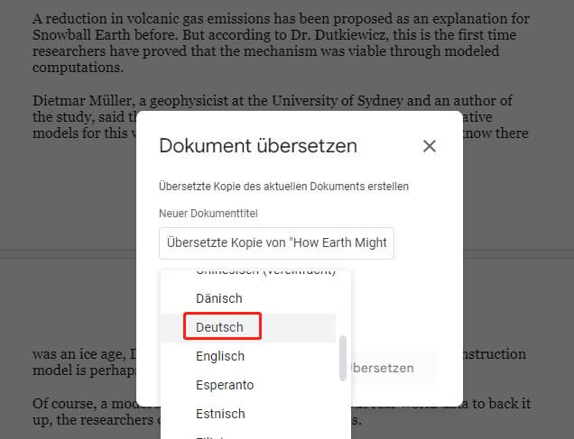 Zielsprache auswählen