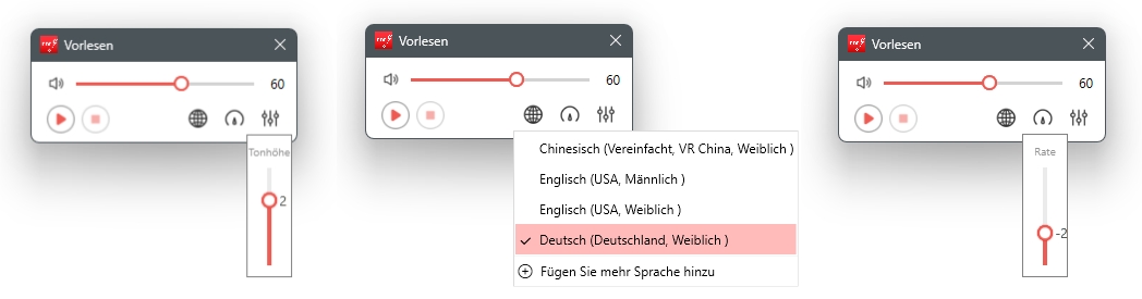 Vorlese-Einstellungen anpassen