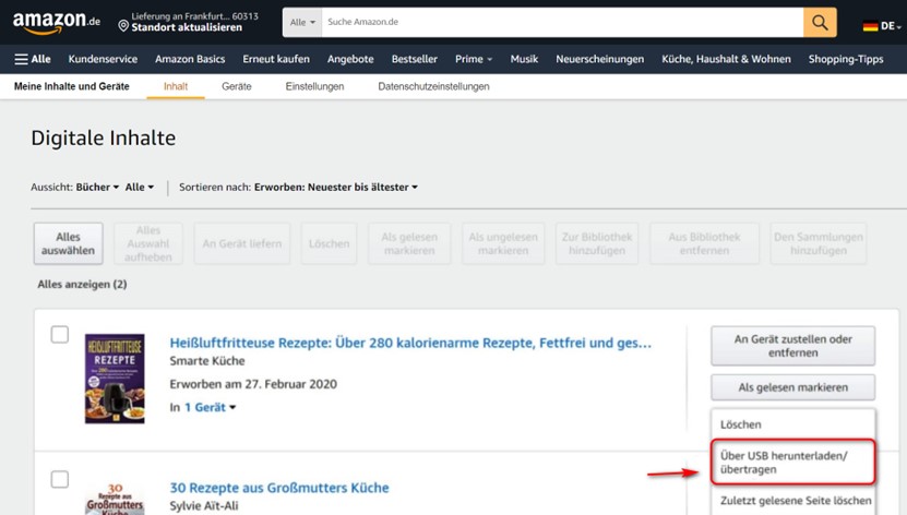 E-Books von Amazon herunterladen