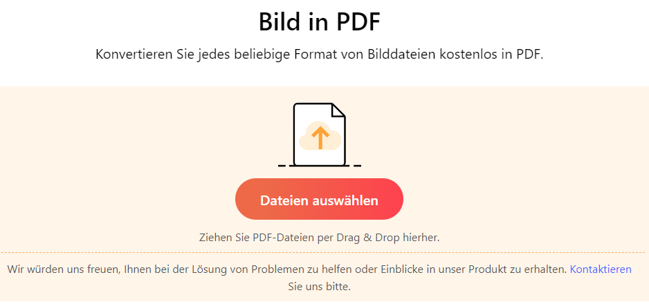 Online Konverter öffnen und Bilder hochladen