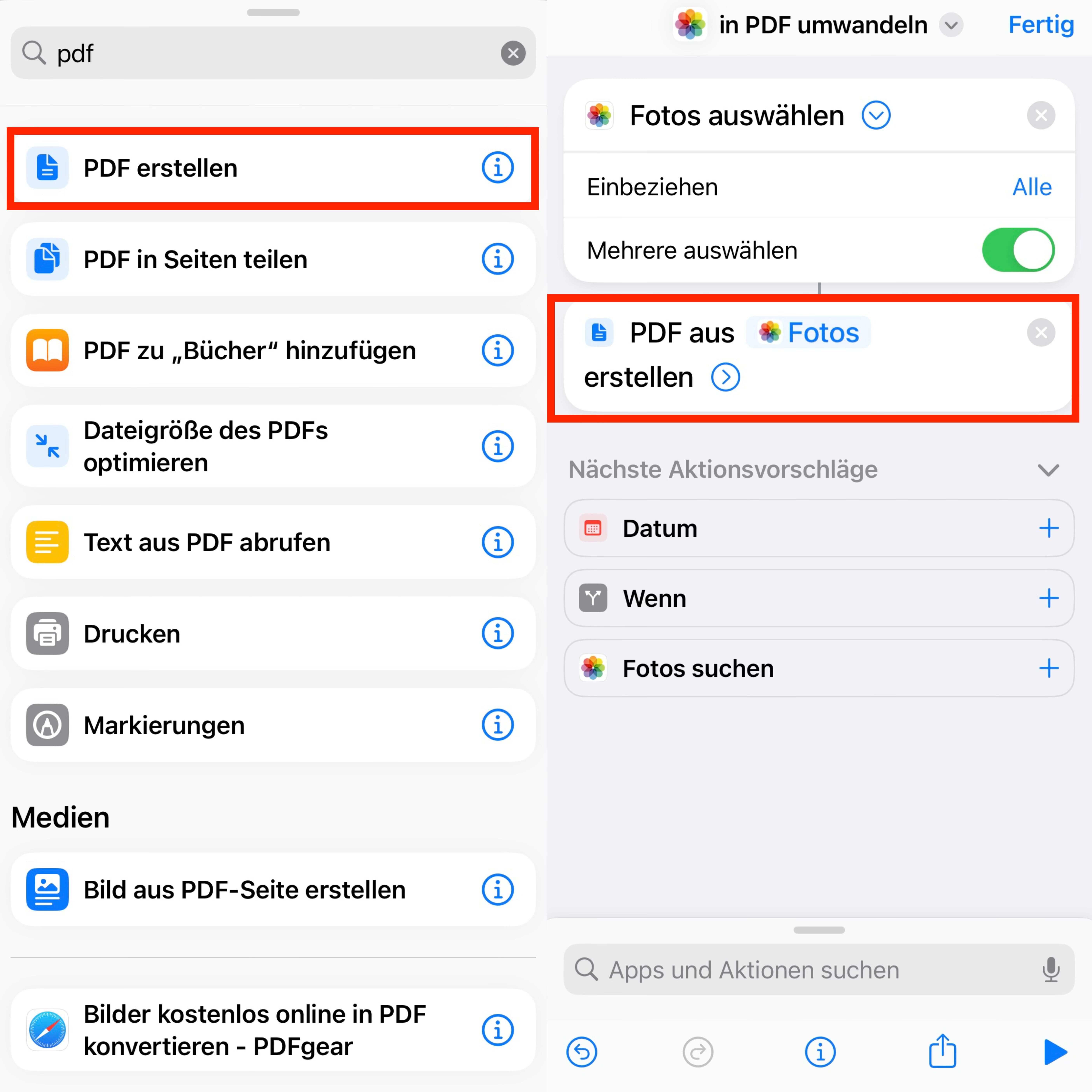 Hinzufügen von PDF erstellen