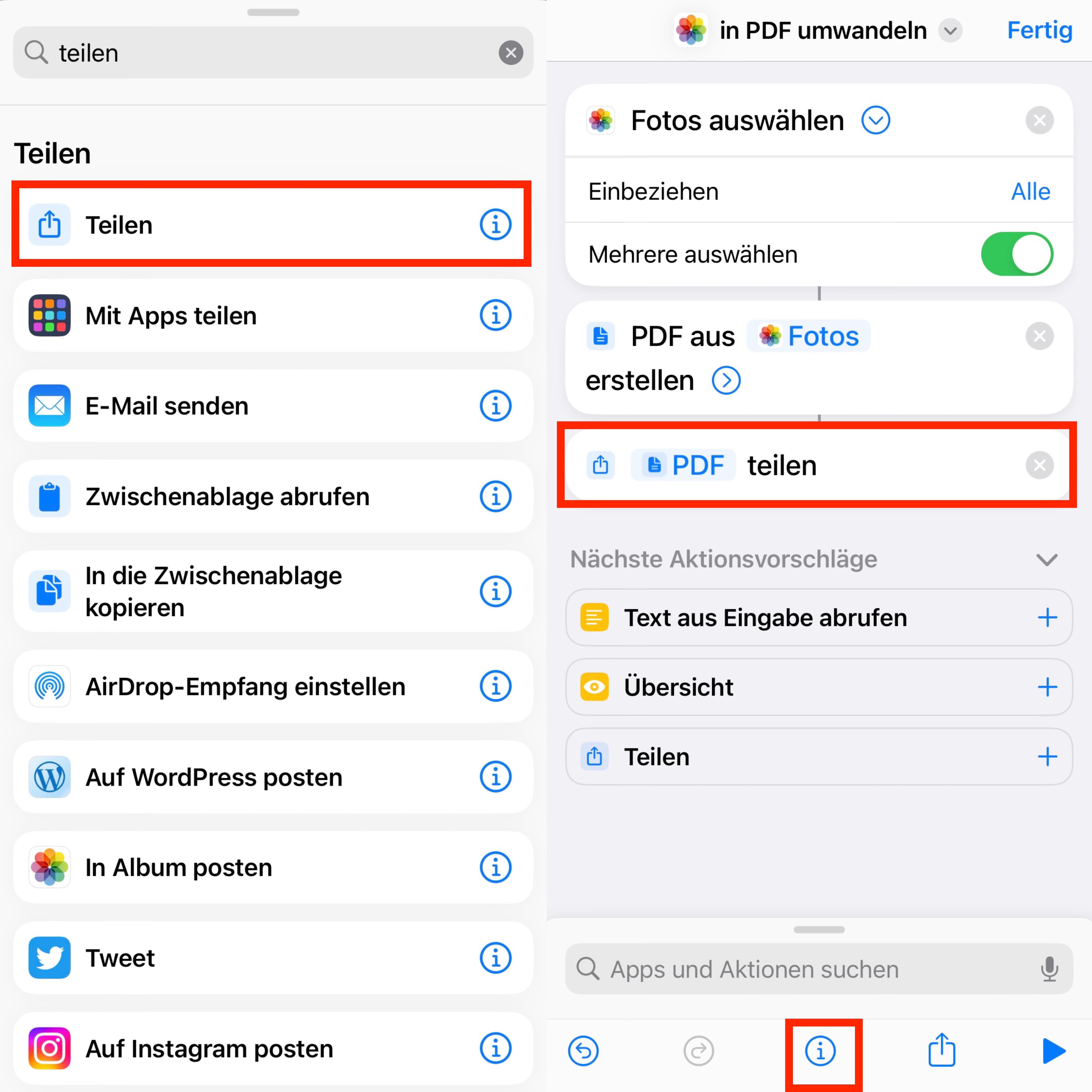 Hinzufügen von Teilen