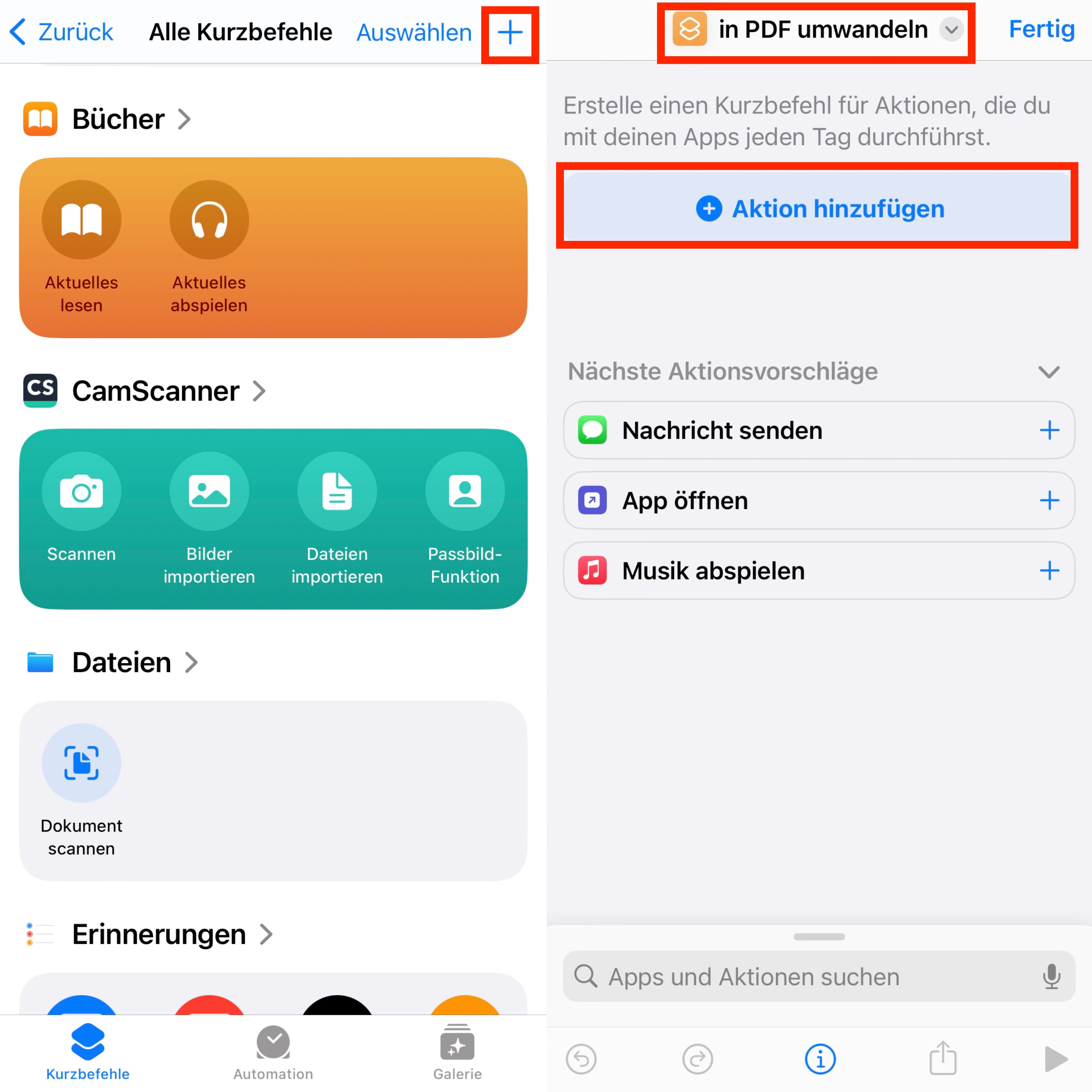 Neuer Kurzbefehl erstellen