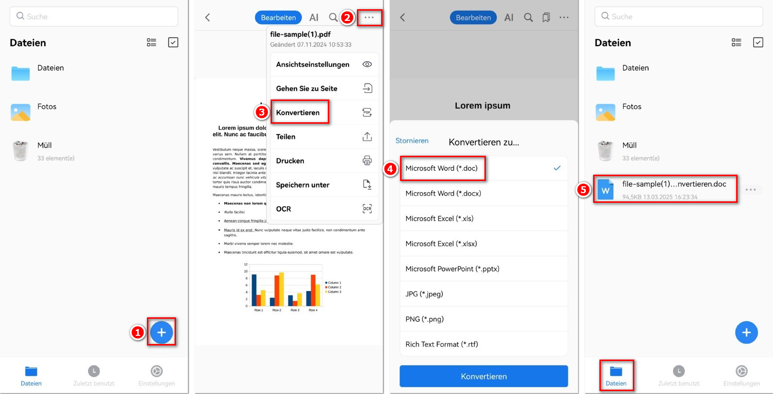 PDF auf dem iPhone in Word konvertieren