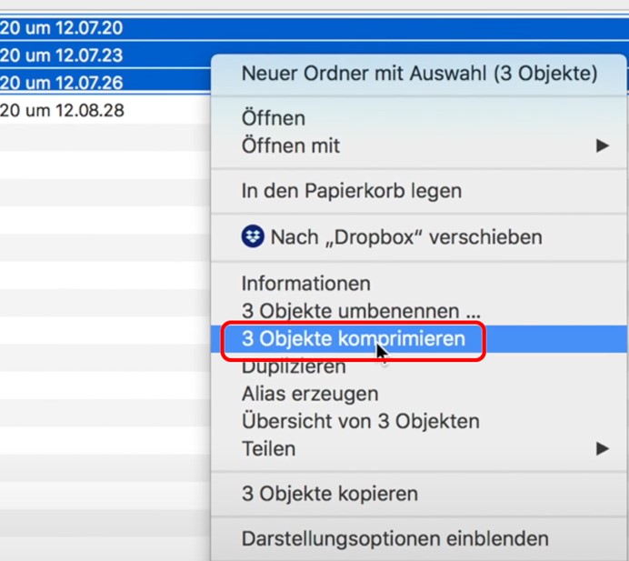 PDF in ZIP auf Mac komprimieren