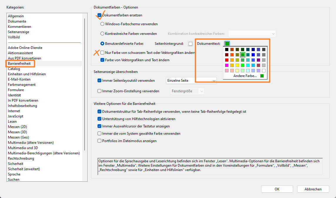 dokumenttext-farbe-aendern