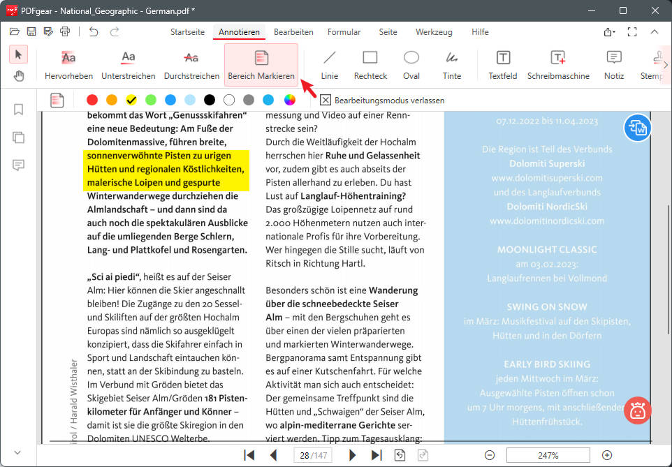 Eingescanntes PDF markieren
