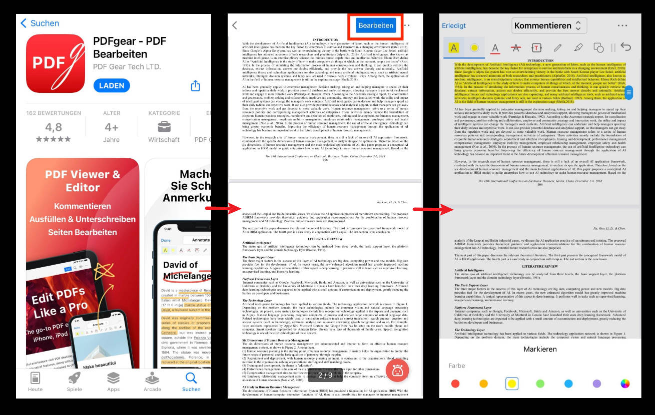 PDF Text auf iPhone markieren