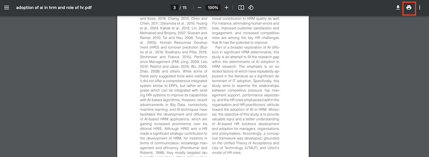 In Google Chrome auf das Druckersymbol klicken