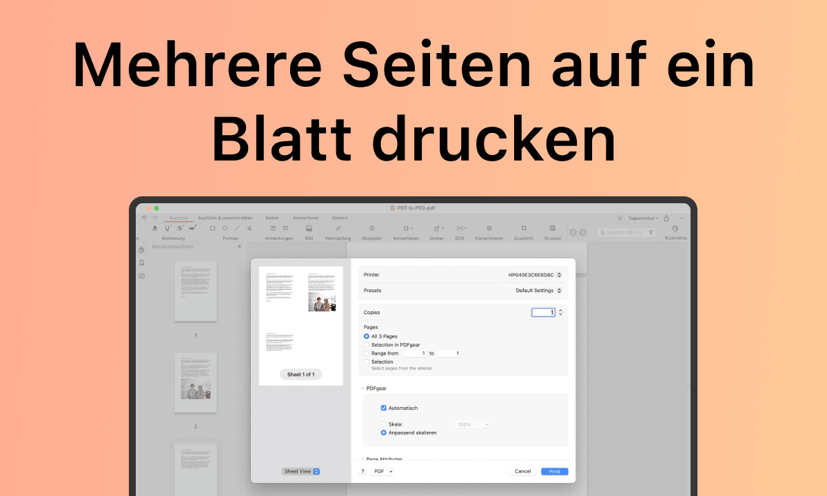 pdf drucken mehrere seiten pro blatt