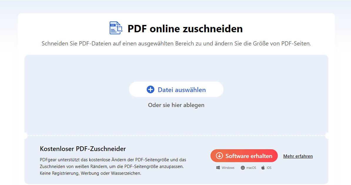 PDF hochladen um Seitengröße zu ändern