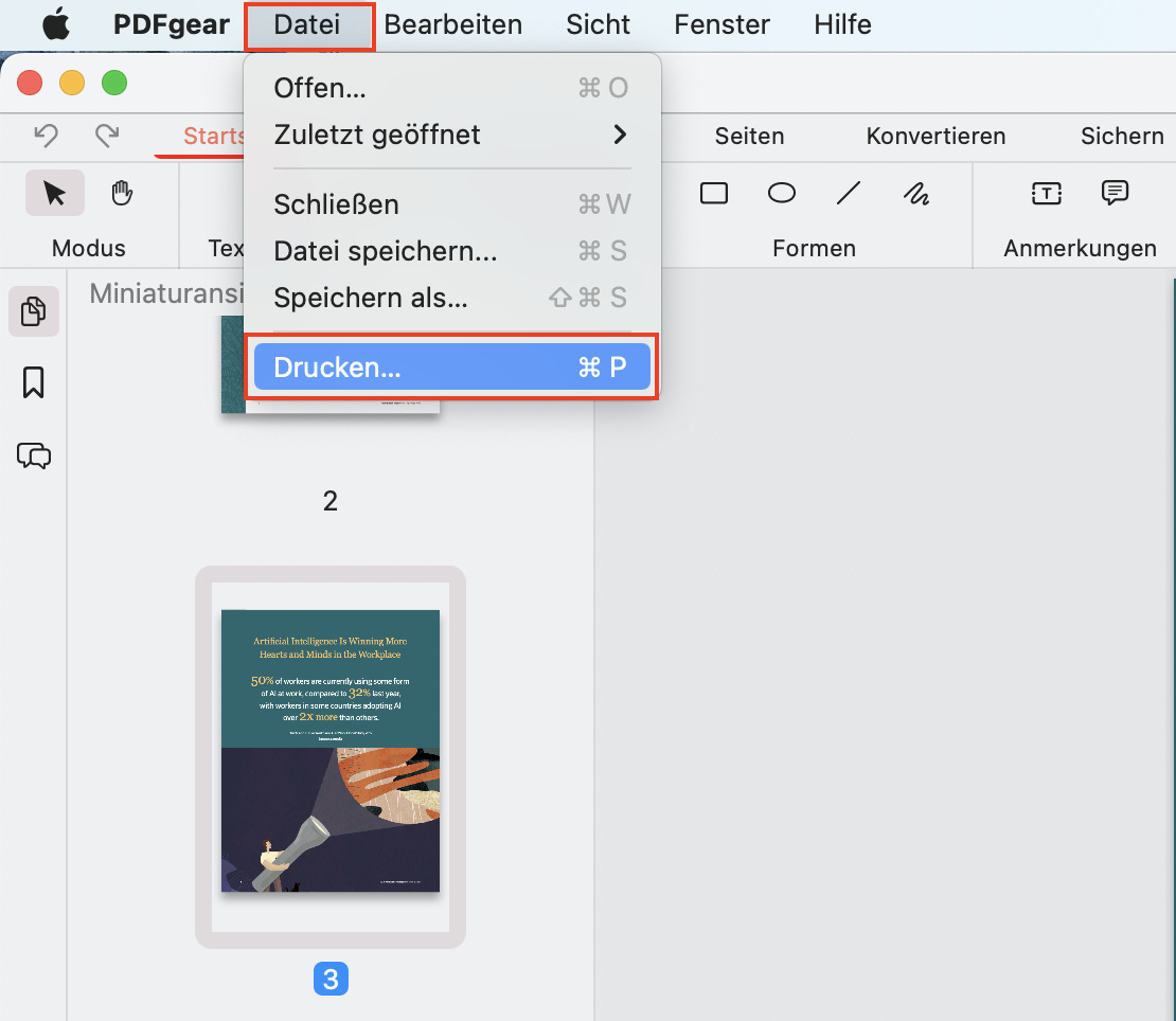 PDF mit PDFgear öffnen