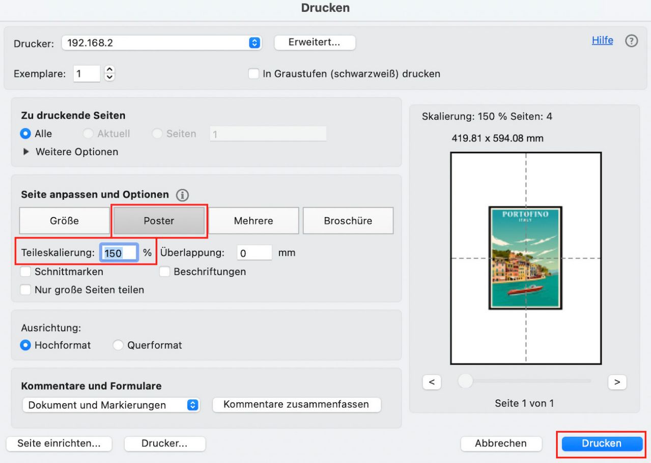 Poster aus PDF drucken